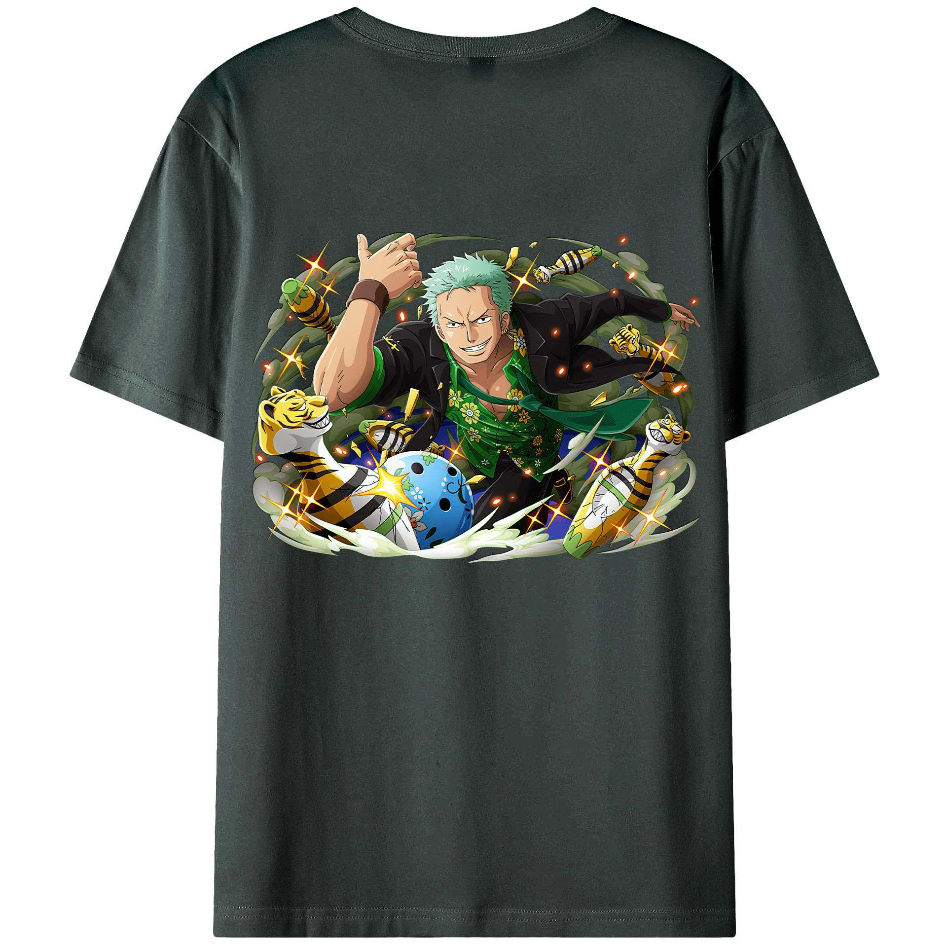 ワンピース ロロノア・ゾロ ONE PIECE Roronoa Zoro 綿100％ メンズ半袖Tシャツ（バックプリント） 通気性